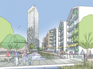 Artists impression of the new Ram Brewery tower